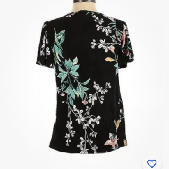 Fourteenth Place Flutter Smock Black Floral Top Size Small NEW - Picture 8 of 10